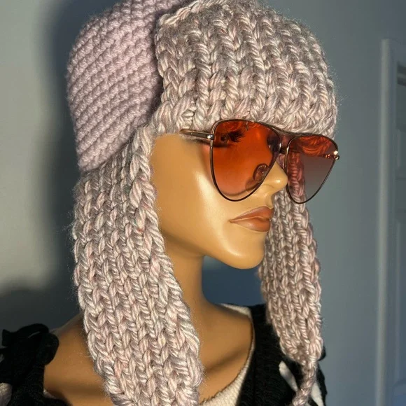 Knithandmade Hat Freeform Helmet style Hat